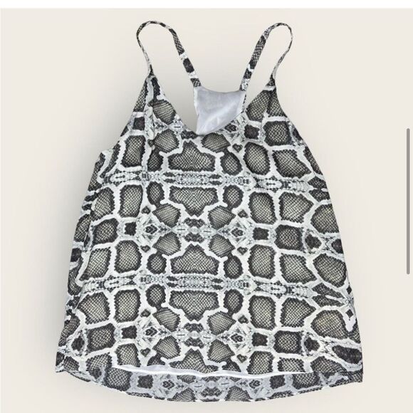 Alice + Olivia Silk Top | Small Gray Animal Snake Print A Line Flowy Scoop Neck - Picture 4 of 8